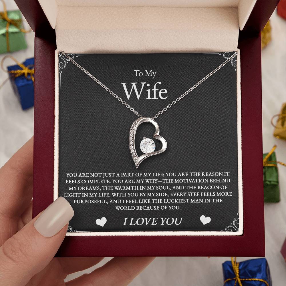 Beautiful love necklace for wife featuring a sentimental message: "You Are My Reason." A meaningful anniversary or birthday gift that speaks from the heart and celebrates your relationship.