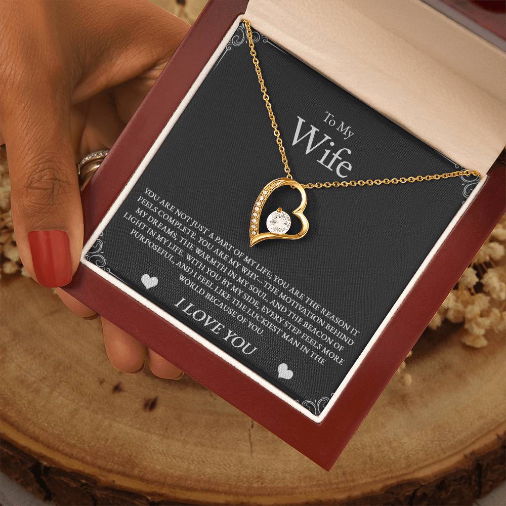 Elegant necklace gift for wife engraved with a heartfelt message, "You Are My Reason." A romantic gesture to express deep love, appreciation, and the bond you both share forever.