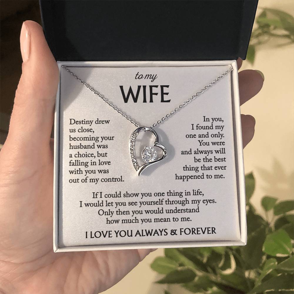 Let your wife know your love is forever with this stunning necklace. Featuring the words “I Love You Always & Forever,” it’s a touching reminder of your commitment.
