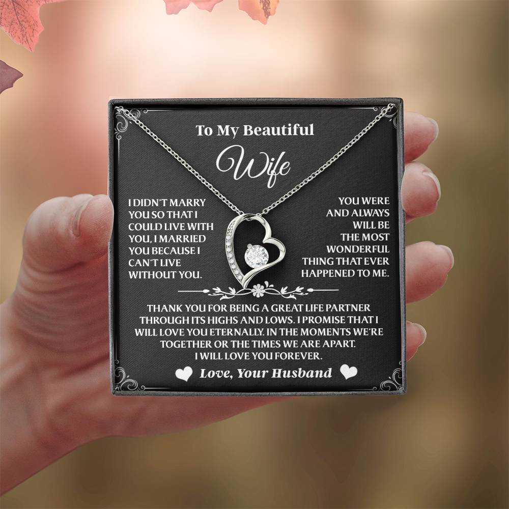 A romantic gift she’ll treasure forever—this Forever Love necklace captures the beauty of your relationship and devotion