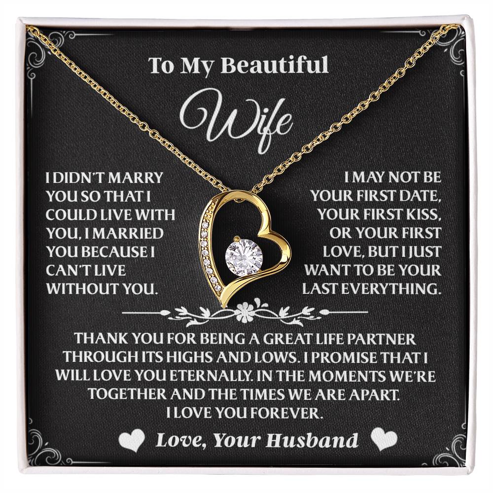 Celebrate your wife with a necklace that speaks straight from the heart—simple, elegant, and filled with emotion.