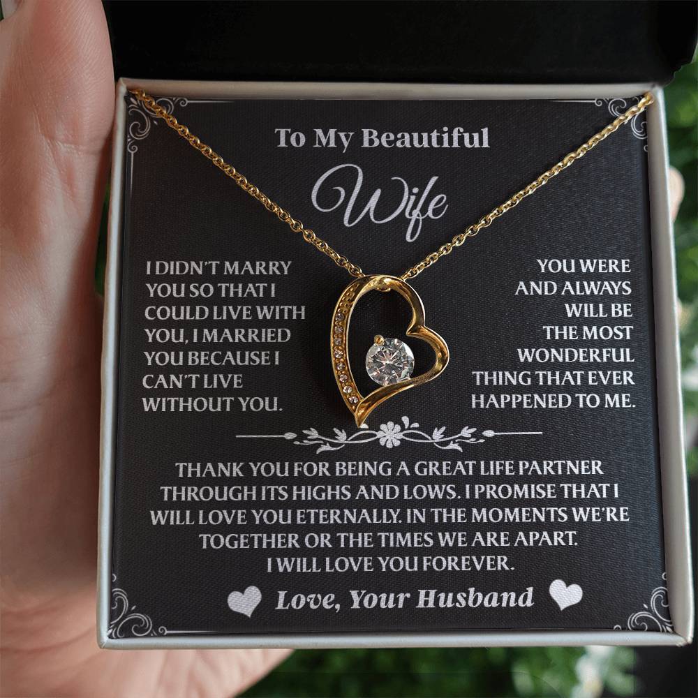 A heartfelt Forever Love necklace made to honor the deep love you share with your wife—perfect for birthdays, anniversaries, or just because.
