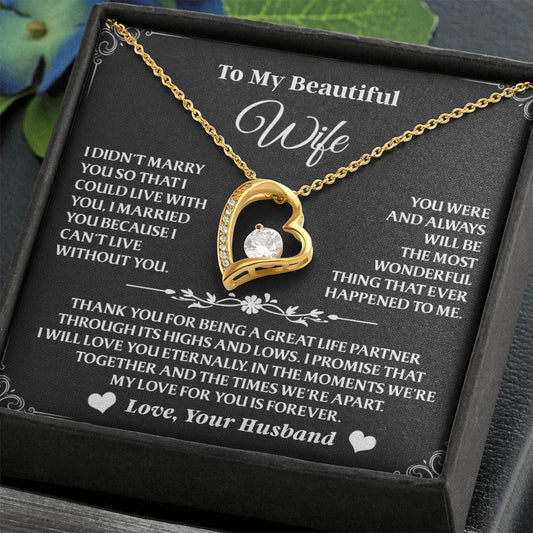A meaningful gift for the woman of your dreams—this necklace reflects the forever love you share with your beautiful wife.