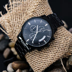 This customizable engraved black chronograph watch is the perfect blend of elegance and personal touch. With its sleek design and detailed features, it makes a meaningful gift for any occasion.