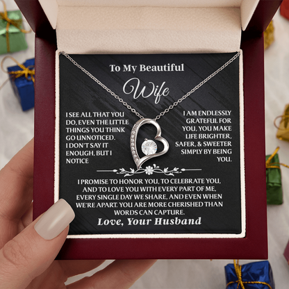 To My Wife – Forever Love Necklace Gift Set – She Opens the Box… and Knows She's Appreciated AA29