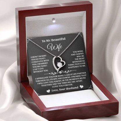 Forever Love Necklace To My Wife - Beautiful Gift for Wife, Necklace for Wife - 14K White Gold Finish / Luxury Box AA25