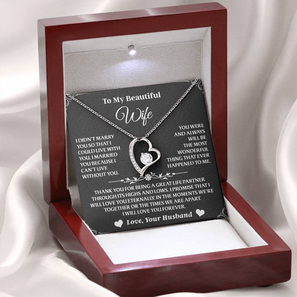 Forever Love Necklace To My Wife - Beautiful Gift for Wife, Necklace for Wife - 14K White Gold Finish / Luxury Box AA23