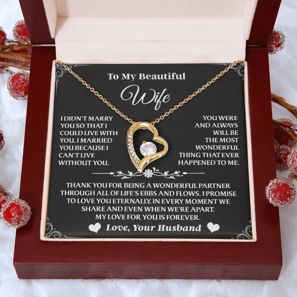 Forever Love Necklace To My Wife - Beautiful Gift for Wife, Necklace for Wife - 14K White Gold Finish / Luxury Box S27