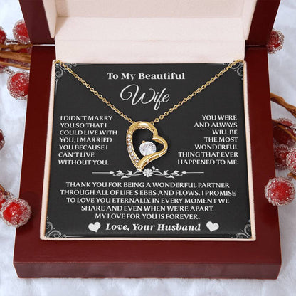 Forever Love Necklace To My Wife - Beautiful Gift for Wife, Necklace for Wife - 14K White Gold Finish / Luxury Box AA27