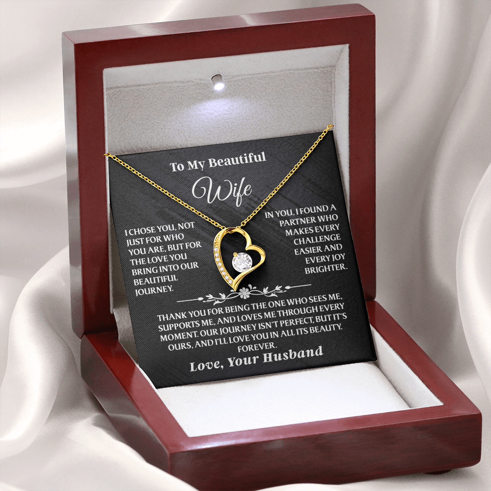 Stunning necklace gift that celebrates the everlasting bond between husband and wife.

