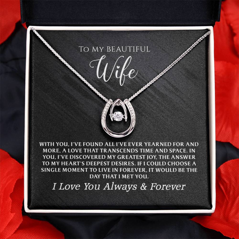 Romantic gift set for wife featuring the “Lucky in Love” necklace. A heartfelt expression of love and appreciation for the woman who makes your life feel truly blessed.

