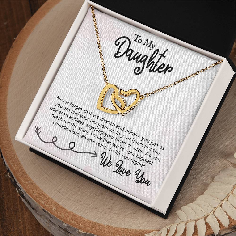 To My Daughter - We Love You - Gift for Daughter - Interlocking Hearts Necklace