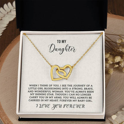 To My Daughter - Birthday Gift for Daughter - Interlocking Hearts Necklace