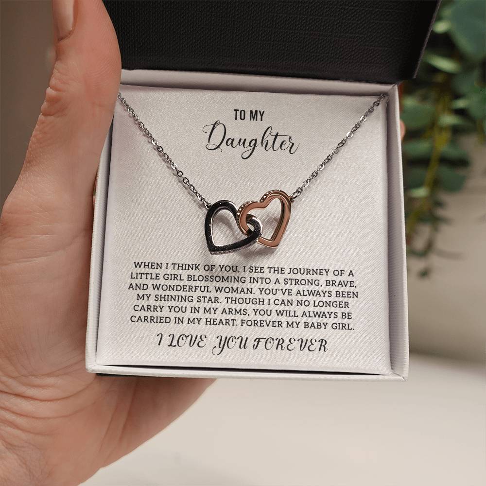 To My Daughter - Birthday Gift for Daughter - Interlocking Hearts Necklace