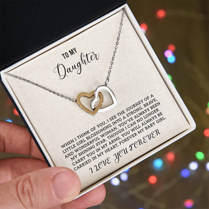 To My Daughter - Birthday Gift for Daughter - Interlocking Hearts Necklace