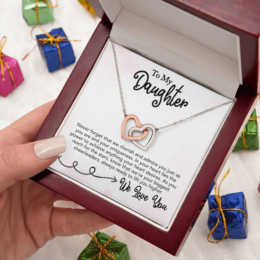 To My Daughter - We Love You - Gift for Daughter - Interlocking Hearts Necklace