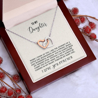 To My Daughter - Birthday Gift for Daughter - Interlocking Hearts Necklace