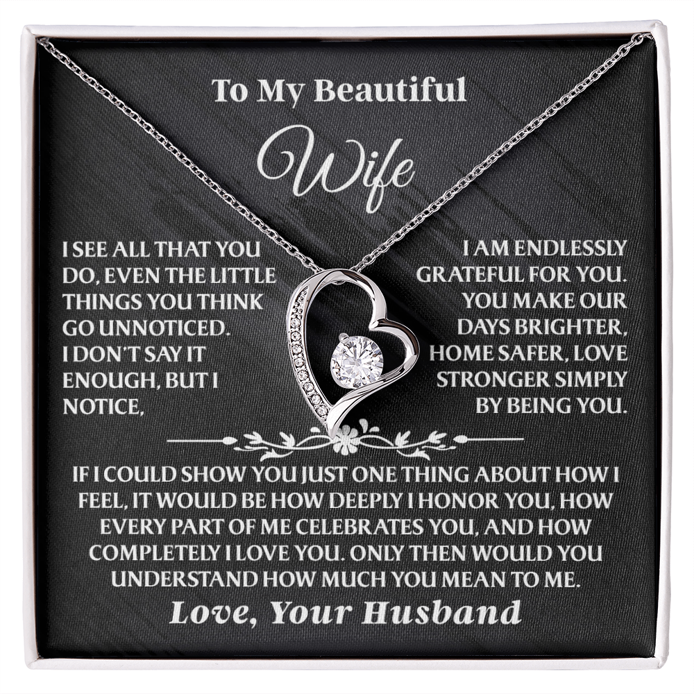 Gift for Wife "I Notice You Always" Forever Love Necklace AA47