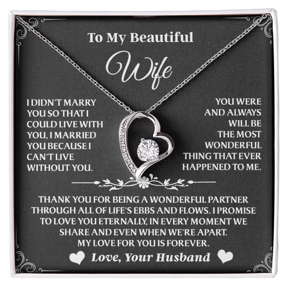 Forever Love Necklace To My Wife - Beautiful Gift for Wife, Necklace for Wife - 14K White Gold Finish / Luxury Box S27