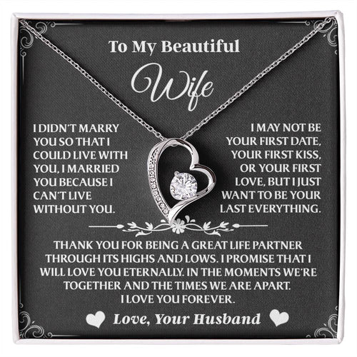 A special gift for your amazing wife—this necklace shines with love, appreciation, and the promise of forever.