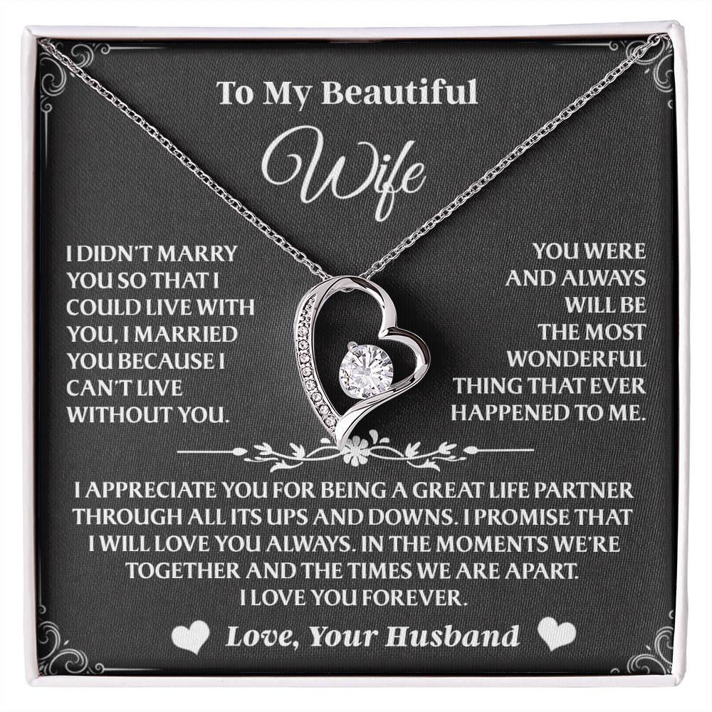 Celebrate your love story with this elegant Forever Love necklace, the perfect way to show your wife she's still your one and only.