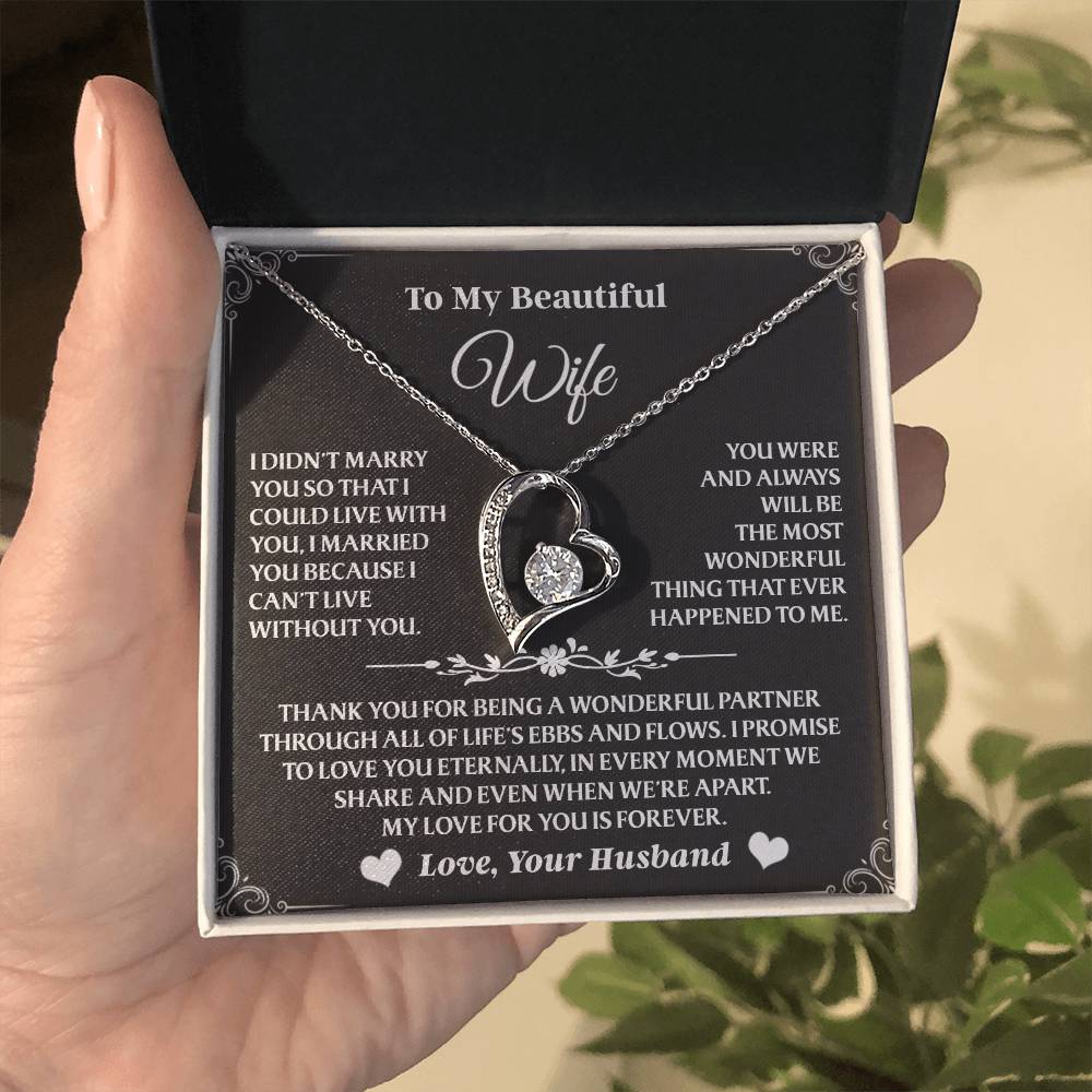 Forever Love Necklace To My Wife - Beautiful Gift for Wife, Necklace for Wife - 14K White Gold Finish / Luxury Box S27