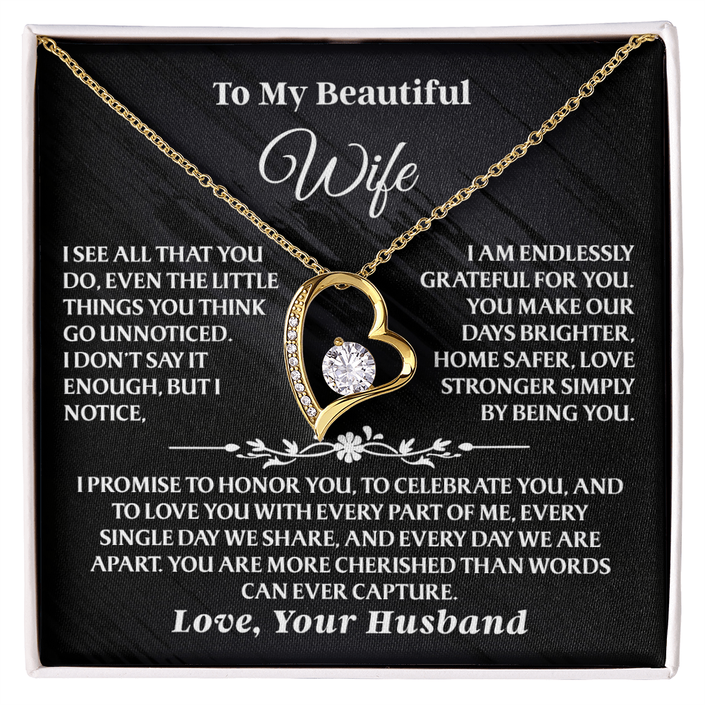 To My Wife – Forever Love Necklace Gift Set – She Opens the Box… and Knows She's Appreciated AA31