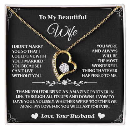 Forever Love Necklace To My Wife - Beautiful Gift for Wife, Necklace for Wife - 14K White Gold Finish / Luxury Box AA34