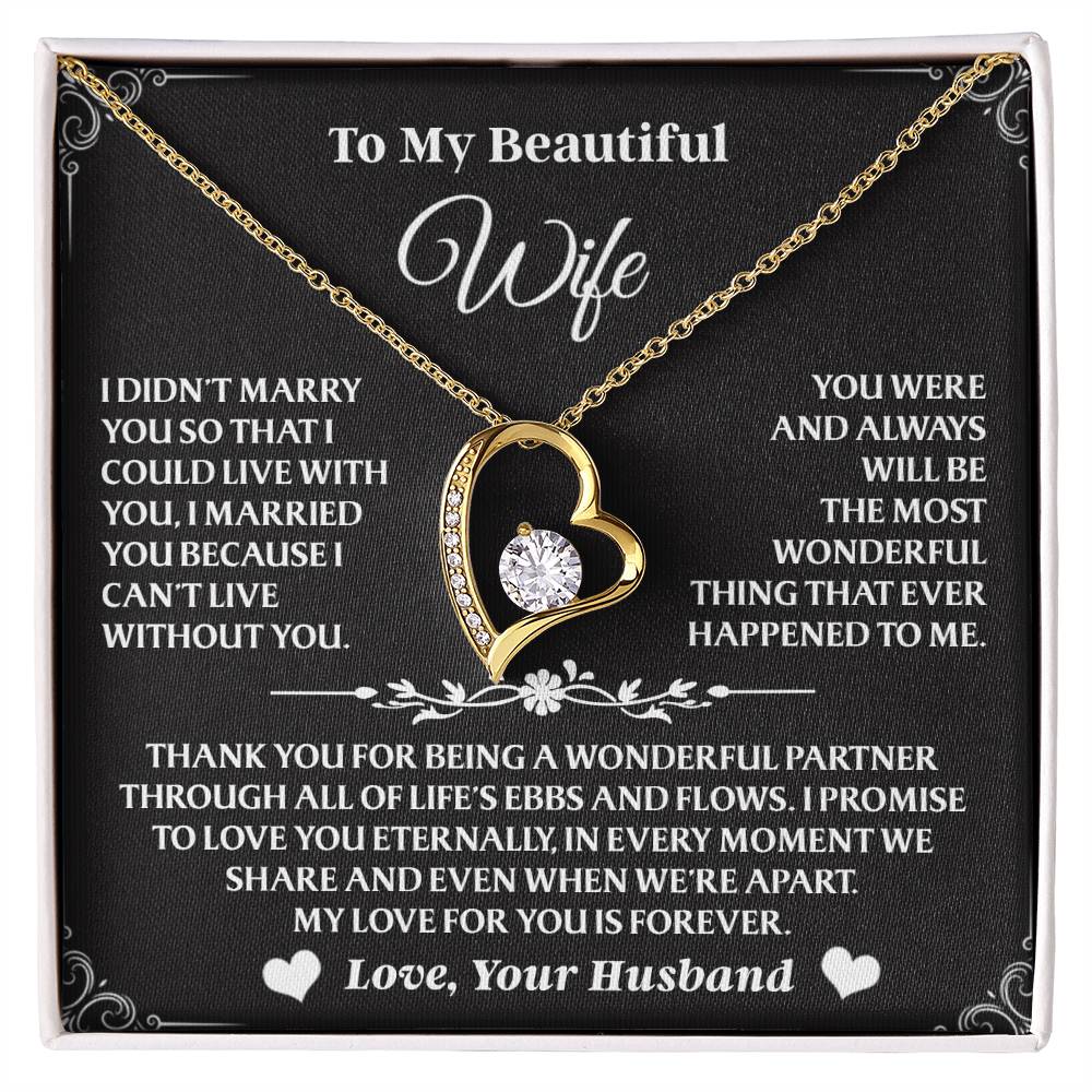 Forever Love Necklace To My Wife - Beautiful Gift for Wife, Necklace for Wife - 14K White Gold Finish / Luxury Box S27