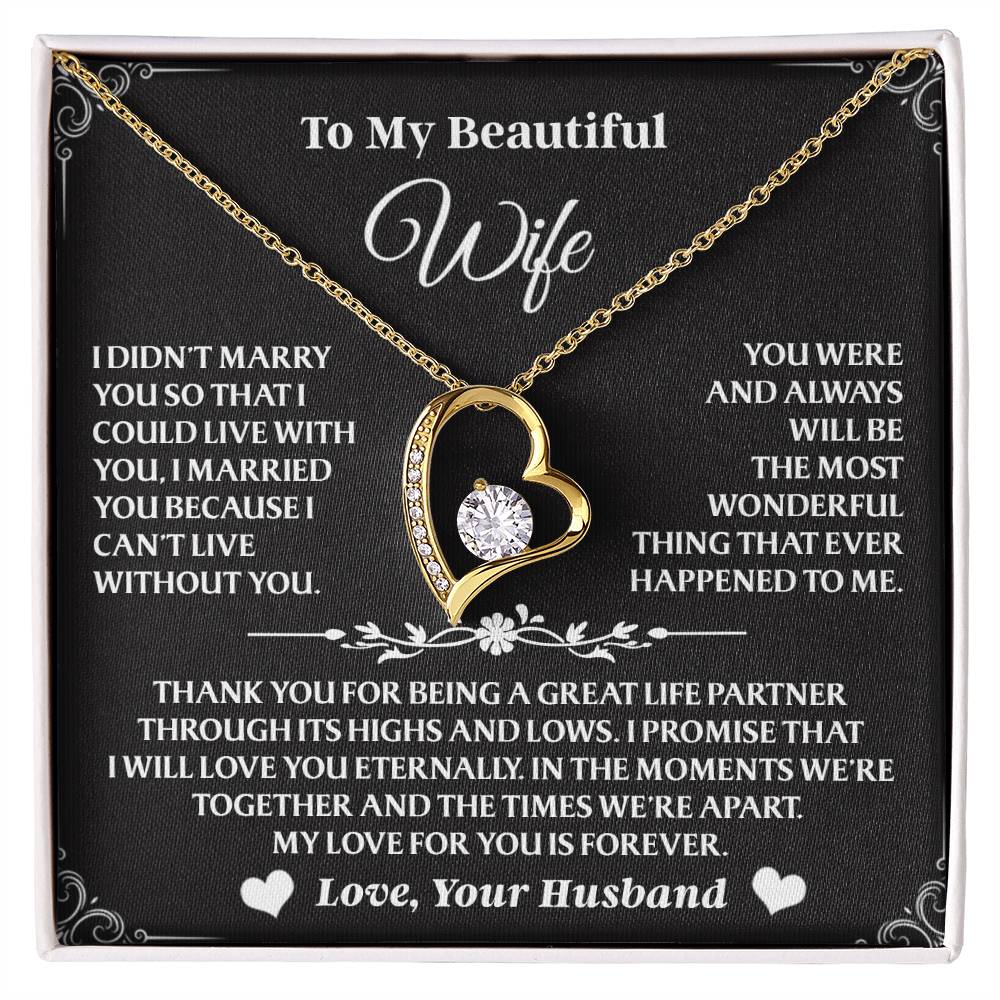 This heart-shaped pendant is more than just jewelry—it’s a romantic gesture that honors the love you hold for your wife.