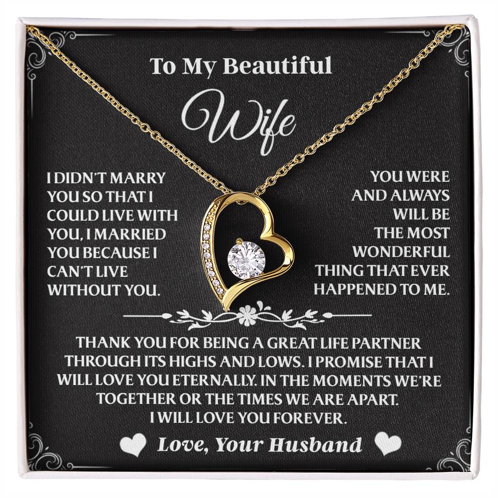 Forever Love Necklace To My Wife - Beautiful Gift for Wife, Necklace for Wife - 14K White Gold Finish / Luxury Box AA23