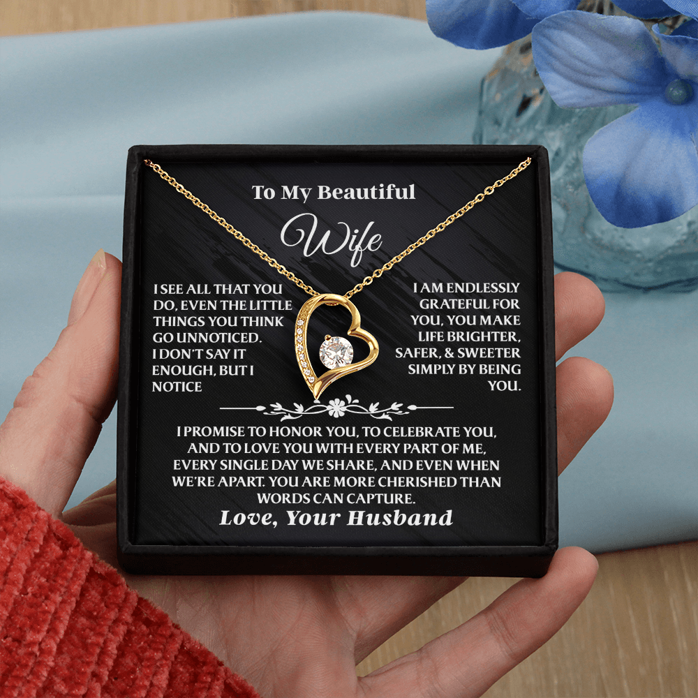 To My Wife – Forever Love Necklace Gift Set – She Opens the Box… and Knows She's Appreciated AA29