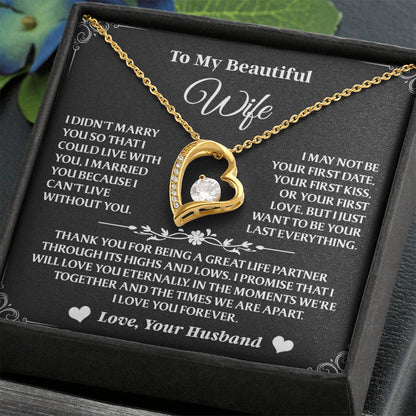 Forever Love Necklace To My Wife - Beautiful Gift for Wife, Necklace for Wife - 14K White Gold Finish / Luxury Box AA24