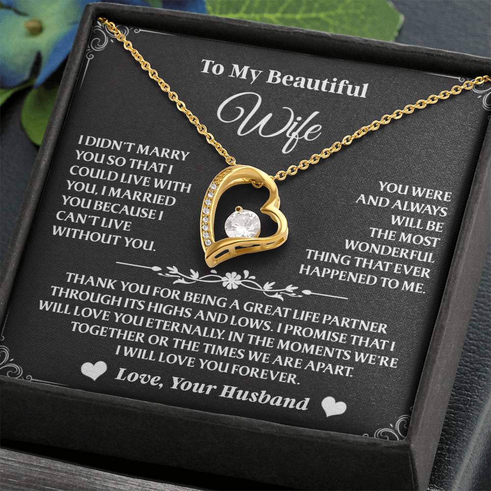 Forever Love Necklace To My Wife - Beautiful Gift for Wife, Necklace for Wife - 14K White Gold Finish / Luxury Box AA23