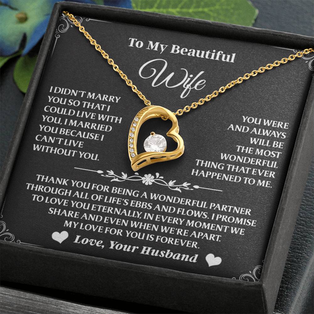 Forever Love Necklace To My Wife - Beautiful Gift for Wife, Necklace for Wife - 14K White Gold Finish / Luxury Box S27